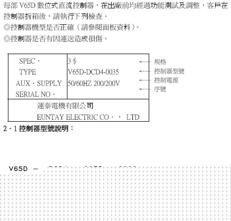 V65D 数位式直流马达控制器/直流调速器